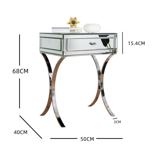 shyfoy Mirrored Nightstand 1Drawer CrossLegs End Table & Reviews